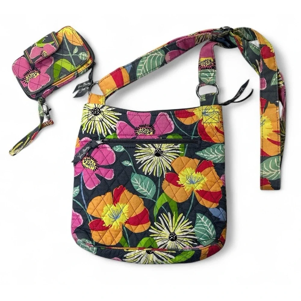 Vera‎ Bradley Jazzy Blooms Purse & Wristlet Crossbody Quilted Adjustable Floral